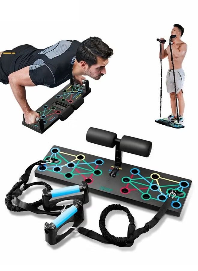 DURKU Enhanced Push Up Board with Sit Up Bar and Resistance Bands for Home Fitness Strength Training Equipment. - Image 1