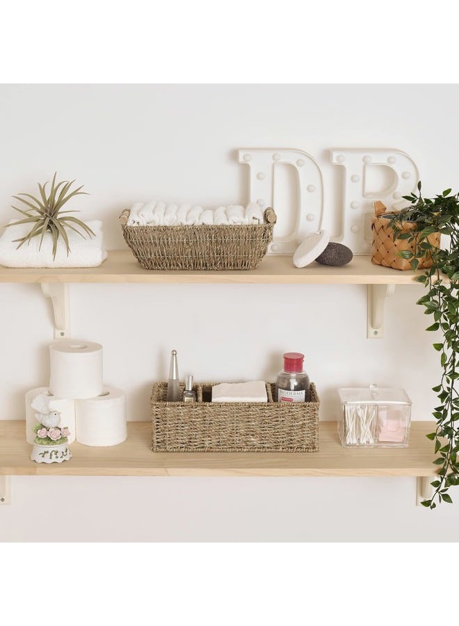 StorageWorks 3-Section Wicker Baskets for Shelves, Hand-Woven Seagrass Storage Baskets, 14.4" x 6.1" x 4.3", 2-Pack - Image 2