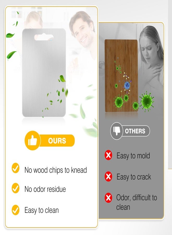 tchrules 2Pack Stainless Steel Cutting Boards - 15" x 11" and 13.38" x 9.05" (Set of 2) - Dishwasher Safe, Ideal for Meat, Fruit, Vegetables - Image 3
