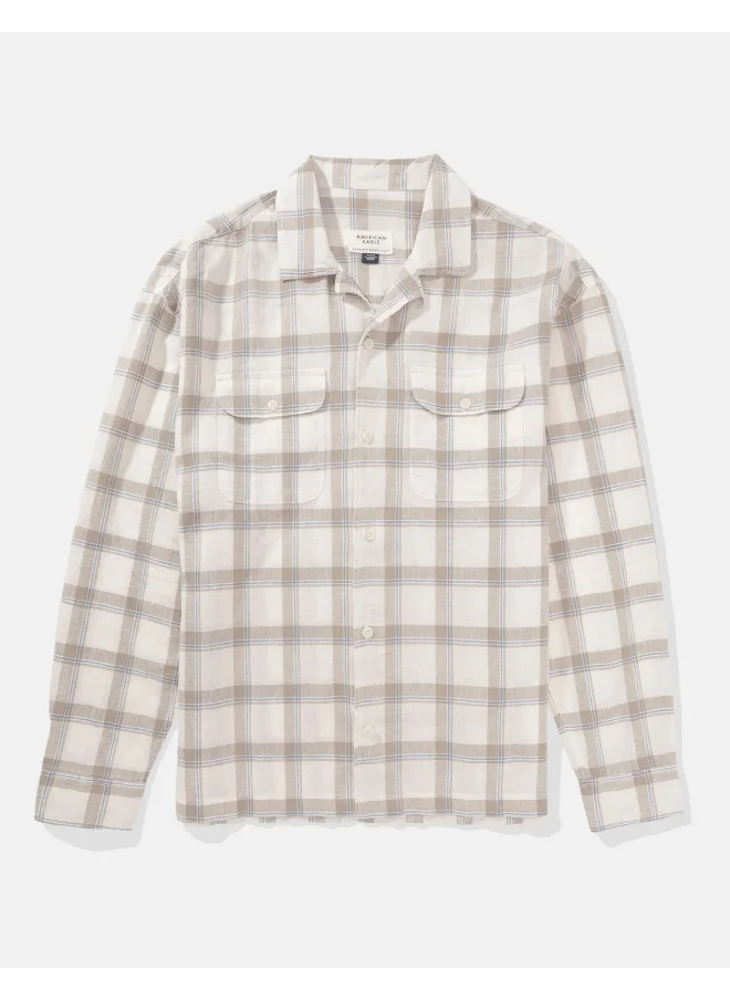 امريكان ايجل Collar Linen Checked Shirt