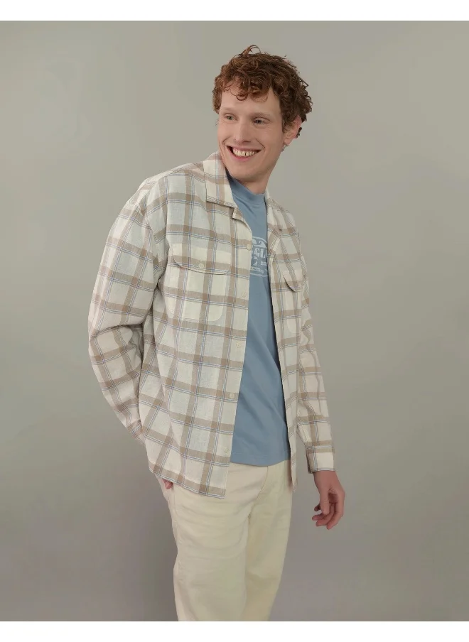 امريكان ايجل Collar Linen Checked Shirt