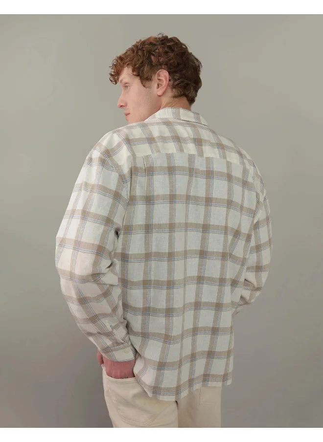 امريكان ايجل Collar Linen Checked Shirt