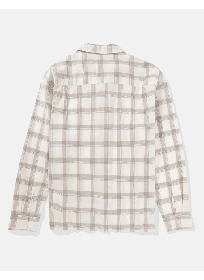 امريكان ايجل Collar Linen Checked Shirt