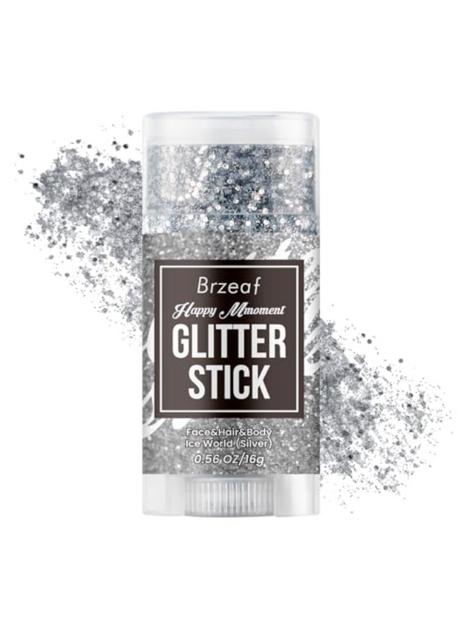 Brzeaf Fairy Costume Body Face Glitter Waterproof Long Lasting Hair Eyeshadow Face Body Glitter Singer Concert Music Rave Festival Glitter Stick Makeup Face Glitter Gel - Image 1
