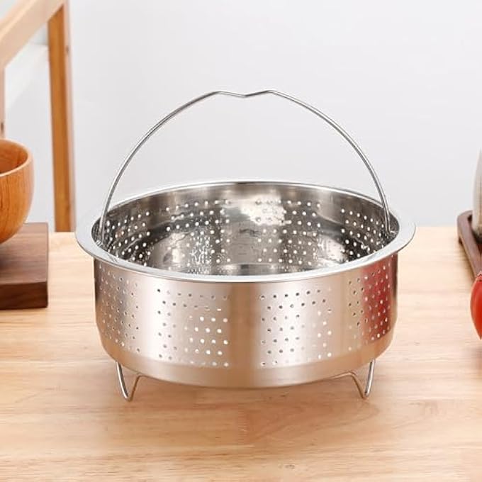 صينية طهي بالبخار من الفولاذ المقاوم للصدأ مع مقبض سلة خضراوات بديلة صينية شبكية للمطبخ - Image 3