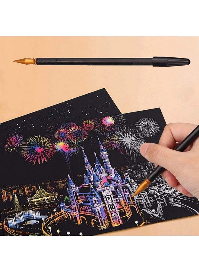 LOOKSEVEN Scratch Tools Set Scraper Pen 6 Pcs Scratching Art Tools Sketch Arts Set Scratch Color Pen Stick Scraper With Tool Bag For Sketch Art Painting - Image 2
