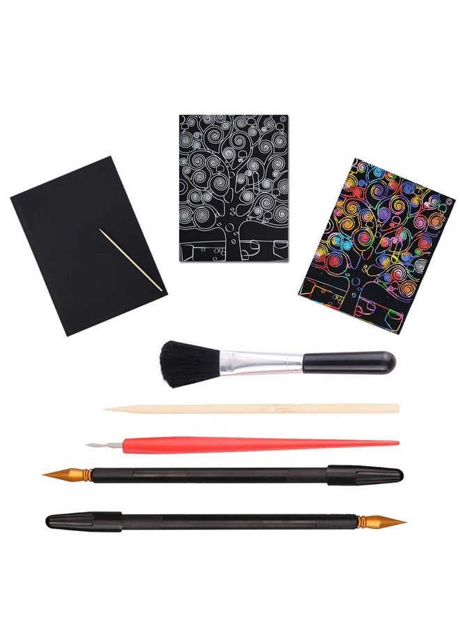 LOOKSEVEN Scratch Tools Set Scraper Pen 6 Pcs Scratching Art Tools Sketch Arts Set Scratch Color Pen Stick Scraper With Tool Bag For Sketch Art Painting - Image 3