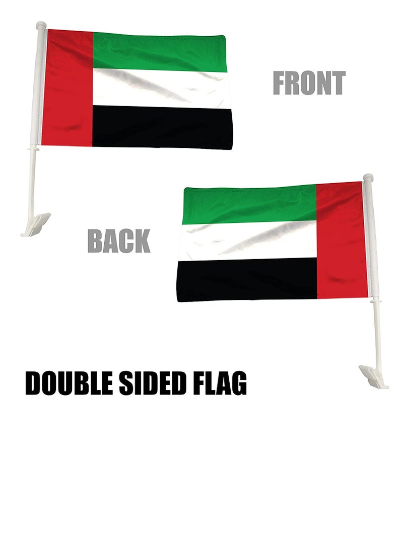 PAMEER 2 Pcs UAE National Day Celebration Flags for Cars Emirati National Day Flags with Plastic Grip UAE Flags fits almost all type of Vehicles for National Day Martyrs Day Flag Day Celebrations 45 x 33 CM - Image 4