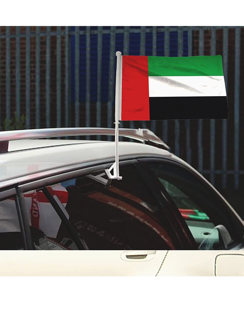 PAMEER 2 Pcs UAE National Day Celebration Flags for Cars Emirati National Day Flags with Plastic Grip UAE Flags fits almost all type of Vehicles for National Day Martyrs Day Flag Day Celebrations 45 x 33 CM - Image 5