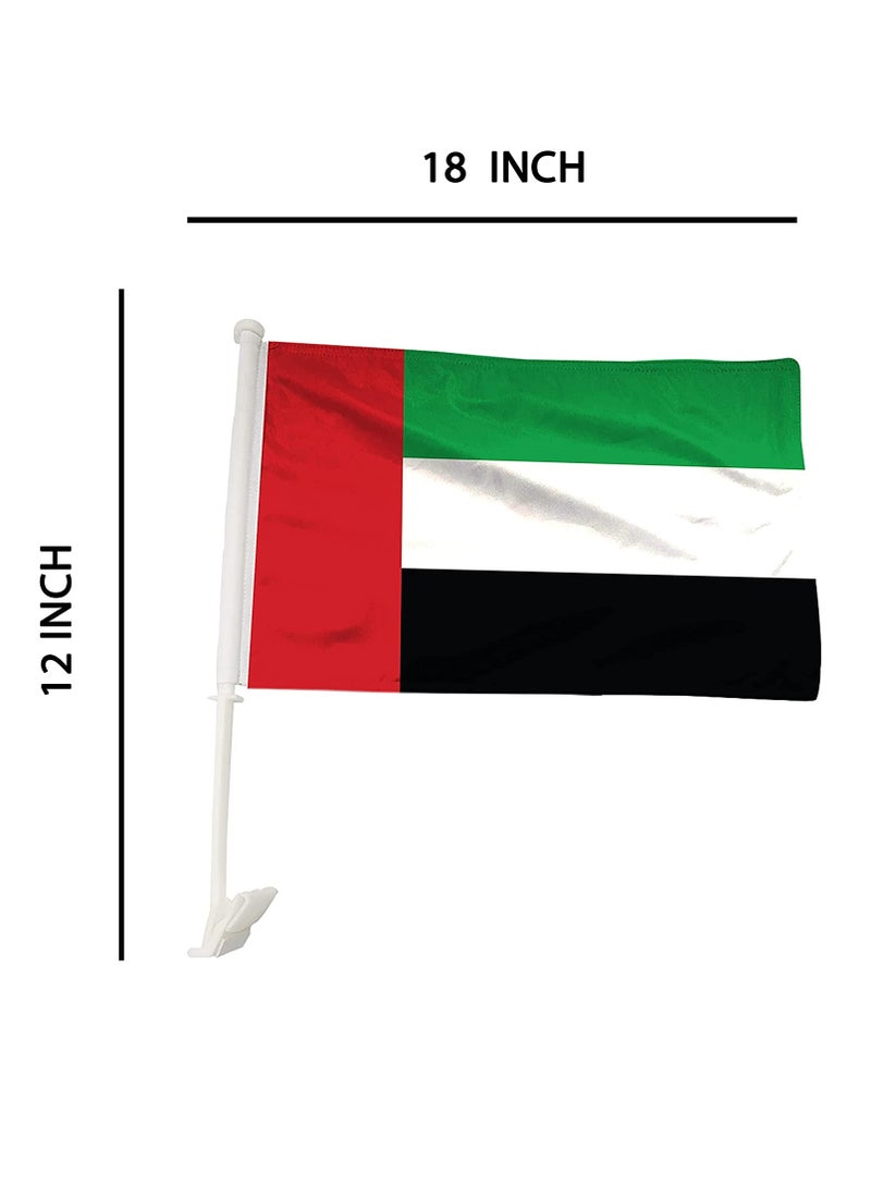 PAMEER 2 Pcs UAE National Day Celebration Flags for Cars Emirati National Day Flags with Plastic Grip UAE Flags fits almost all type of Vehicles for National Day Martyrs Day Flag Day Celebrations 45 x 33 CM - Image 2