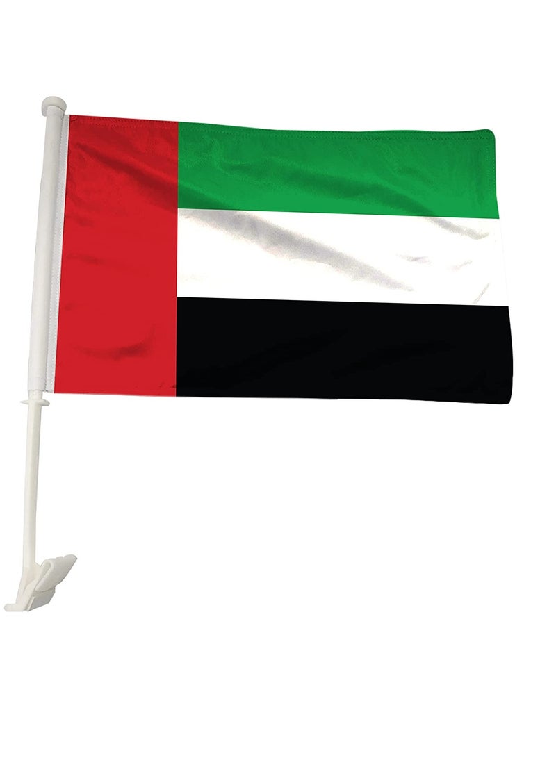 PAMEER 2 Pcs UAE National Day Celebration Flags for Cars Emirati National Day Flags with Plastic Grip UAE Flags fits almost all type of Vehicles for National Day Martyrs Day Flag Day Celebrations 45 x 33 CM - Image 3