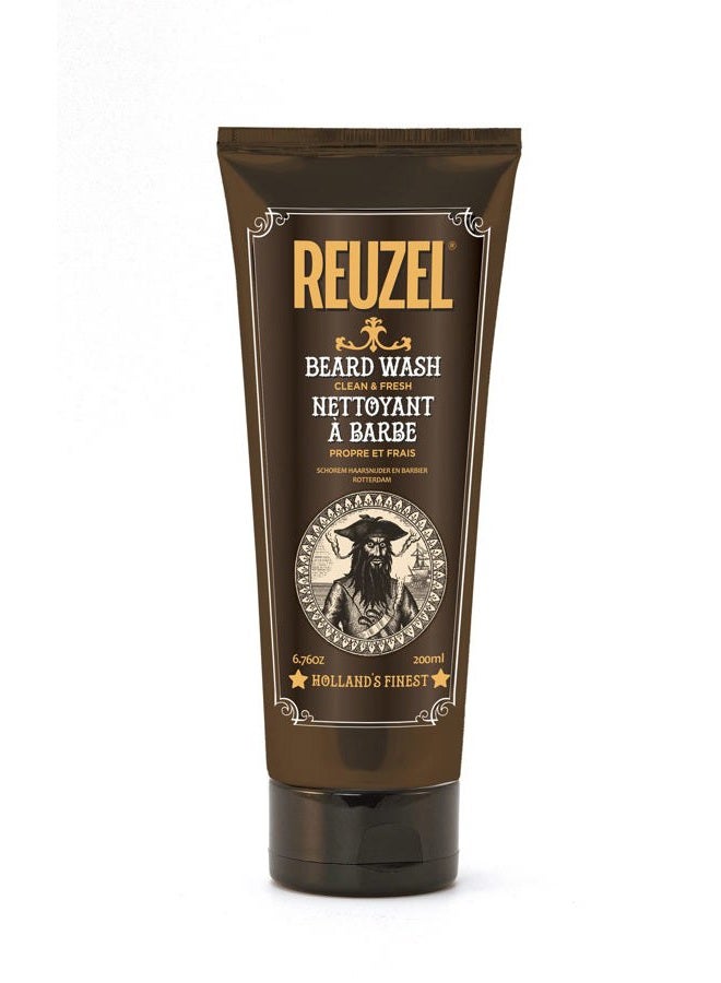 Reuzel REUZEL Clean & Fresh Beard Wash, Softens Beard, Cleanses and Moisturizes, Gentle, Non-Comedogenic, Vegan Formula, Light Citrus Mint Scent, For All Skin Types, 6.76 oz - Image 1