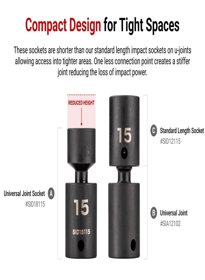 تيكتون مقبس صدمات TEKTON 3/8 بوصة × 11 مم، سداسي النقاط، بمفصل عالمي | SID18111 - Image 2