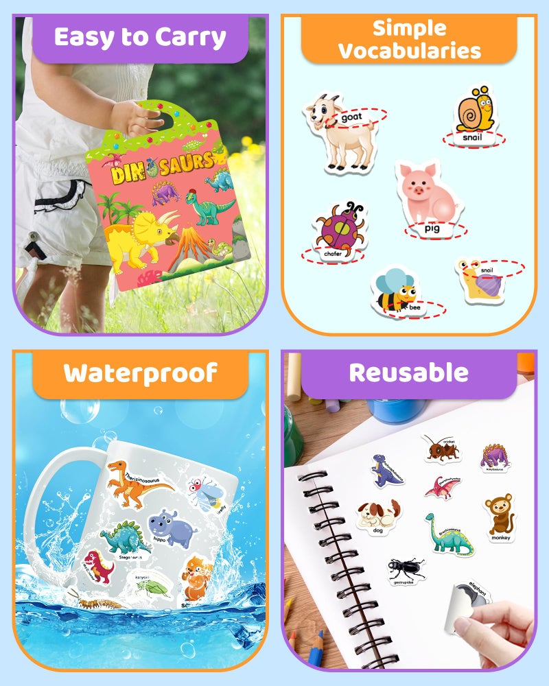 Benresive Reusable Sticker Books for Kids 2-4, Sticker Books for Toddlers 1-3, Toddler Sticker Book Age 2-4, Toddler Travel Toys Activities Crafts Gifts - Animals, Dinosaurs and Insect - Image 5