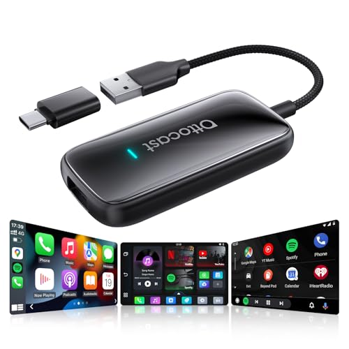OTTOCAST Play2Video Ultra 2025 Magic Ai Box Wireless CarPlay & Android Auto Adapter with Inbuilt YouTube, Netflix 4GB RAM+32GB ROM, USB-A & Type-C Compatible - Image 1