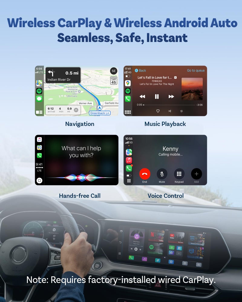 OTTOCAST Play2Video Ultra 2025 Magic Ai Box Wireless CarPlay & Android Auto Adapter with Inbuilt YouTube, Netflix 4GB RAM+32GB ROM, USB-A & Type-C Compatible - Image 4
