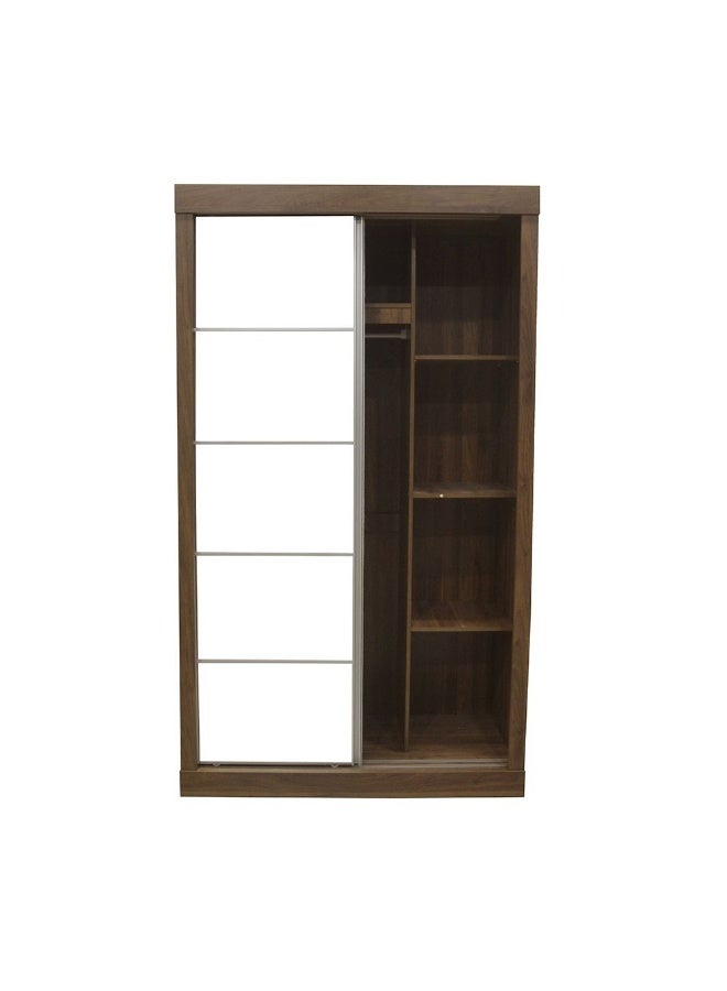 DANUBE HOME Supreme New 2Door Compact Sliding Door Wardrobe With Mirrors | Sturdy Closet Clothes Storage Cupboard | Modern Design Space Saving Cabinet For Bedroom L121xW57.5xH210cm-Light Walnut - Image 2