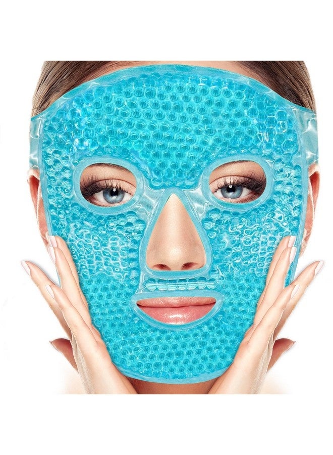 Beauenty Cold Face Eye Mask Ice Pack Reduce Facial Puff, Dark Circles, Gel Beads Hot Heat Cold Compress Pack, Face SPA for Woman Sleeping, Pressure, Headaches, Skin Care, Post Laser Care,Blue - Image 1