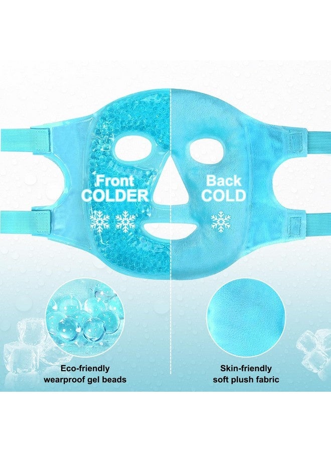 Beauenty Cold Face Eye Mask Ice Pack Reduce Facial Puff, Dark Circles, Gel Beads Hot Heat Cold Compress Pack, Face SPA for Woman Sleeping, Pressure, Headaches, Skin Care, Post Laser Care,Blue - Image 2