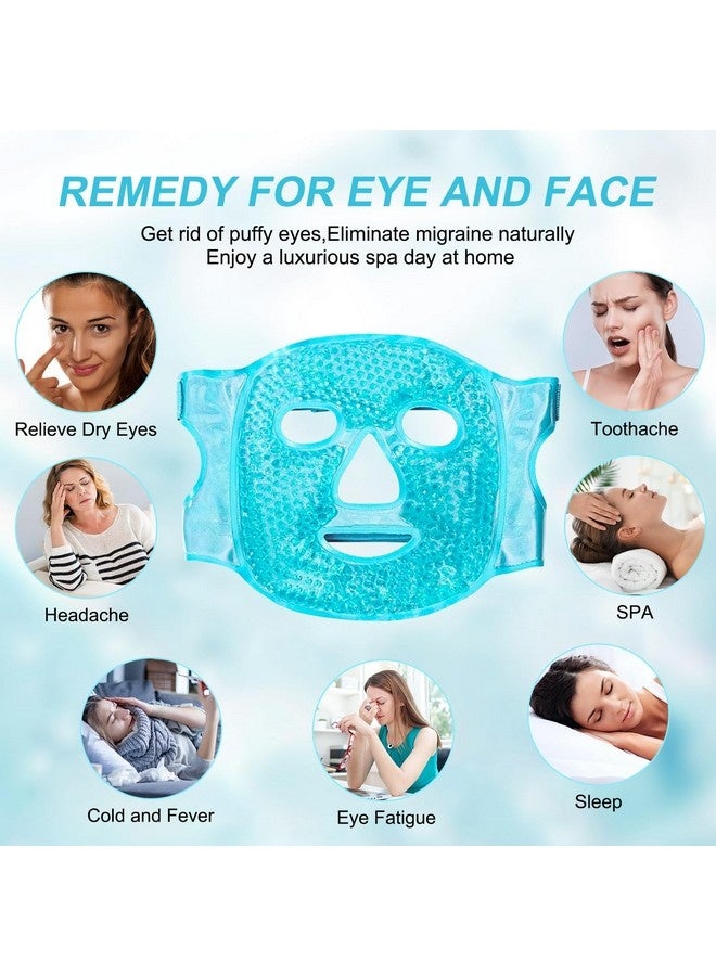 Beauenty Cold Face Eye Mask Ice Pack Reduce Facial Puff, Dark Circles, Gel Beads Hot Heat Cold Compress Pack, Face SPA for Woman Sleeping, Pressure, Headaches, Skin Care, Post Laser Care,Blue - Image 3