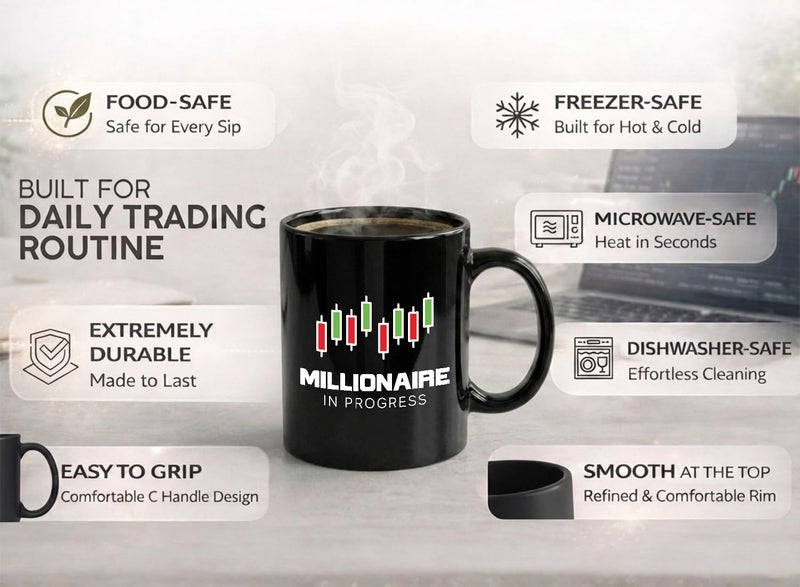 Bubble Hugs Stock Trader Coffee Mug 11oz Black - Millionaire in Progress - Trading Inspirational Day Trader Stock Market Brokers Market Digital Currency - Image 4