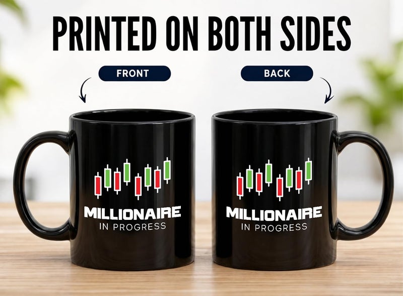 Bubble Hugs Stock Trader Coffee Mug 11oz Black - Millionaire in Progress - Trading Inspirational Day Trader Stock Market Brokers Market Digital Currency - Image 3