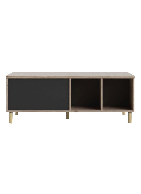 Rome Sliding Top Rectangular Coffee Table with Storage Jackson Hickory and Black 17 x 47 x 24 Inch 66301HLGM