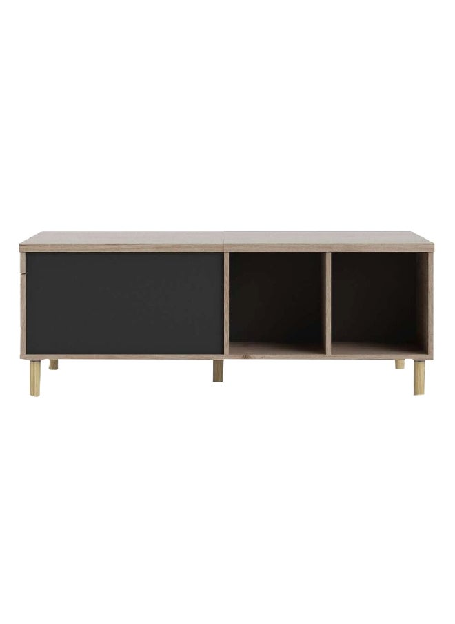 Rome Sliding Top Rectangular Coffee Table with Storage Jackson Hickory and Black 17 x 47 x 24 Inch 66301HLGM