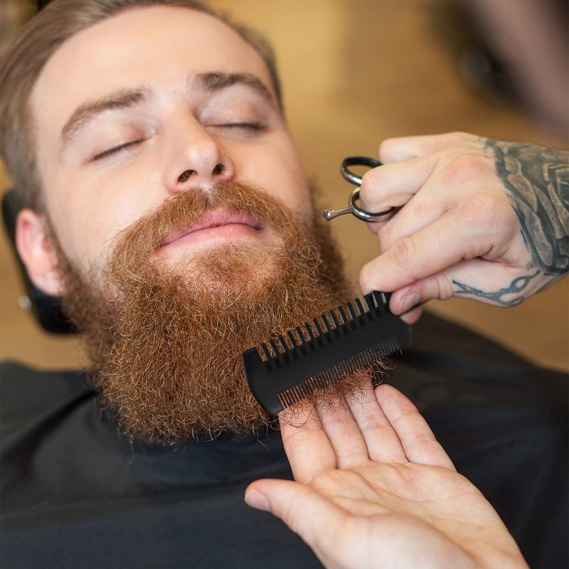 BOAO Natural Sandalwood Wooden Dual Action Beard and Mustache Comb Set with Leather Cases for Beards and Mustaches (Black, Yellow, Brown) - Image 5