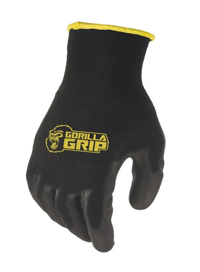 grease monkey Gorilla Grip Work Gloves, Never Slip Maximum Grip All-Purpose, Gloves for Men, Superior in Wet, Dry, Oily Conditions, Polymer Palm, Medium Size, 1 Pair, Black/Blue| 25052-26 - Image 3