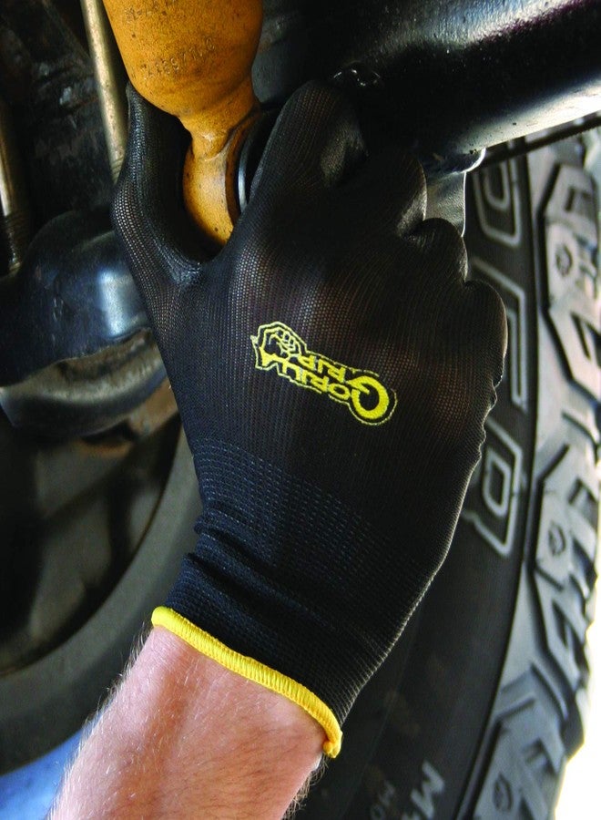 grease monkey Gorilla Grip Work Gloves, Never Slip Maximum Grip All-Purpose, Gloves for Men, Superior in Wet, Dry, Oily Conditions, Polymer Palm, Medium Size, 1 Pair, Black/Blue| 25052-26 - Image 2