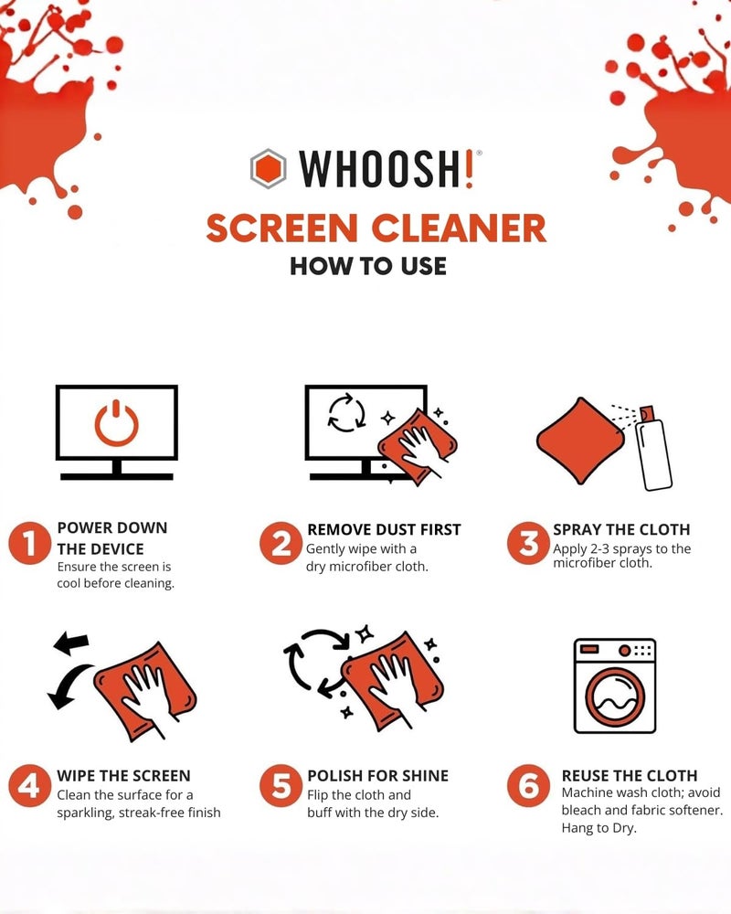 WHOOSH! Screen Shine Go - 1 fl oz Refillable Screen Cleaner Kit with Microfiber Cloth for MacBook, Phone, iPad & Eyeglasses - Powerful Streak-Free Cleaning - Pocket-Sized, TSA-Approved for Travel - Image 4