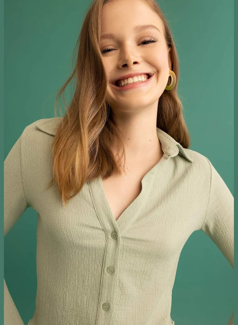 ديفاكتو Woman Woven Long Sleeve Shirt