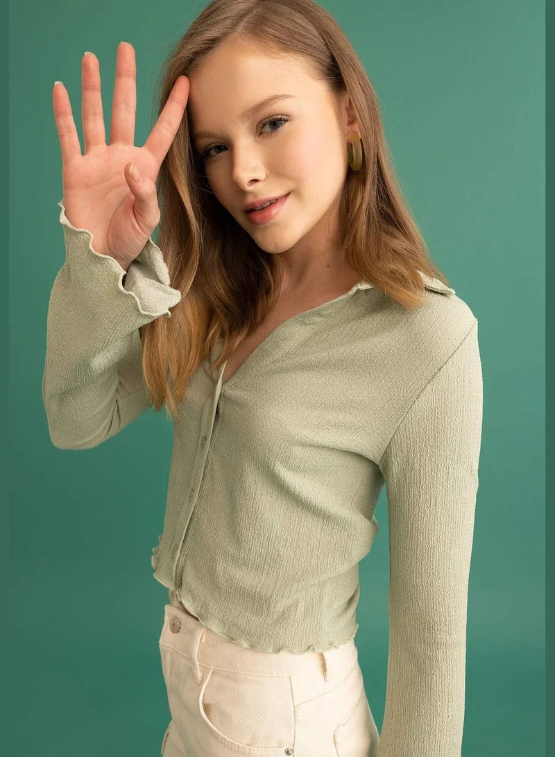 ديفاكتو Woman Woven Long Sleeve Shirt