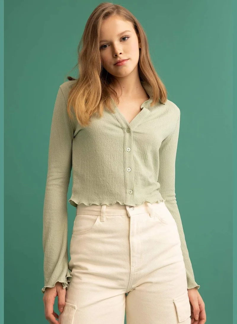 ديفاكتو Woman Woven Long Sleeve Shirt