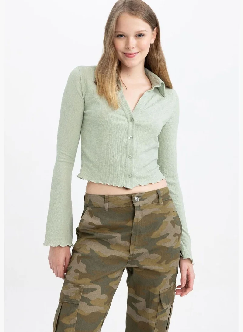 ديفاكتو Woman Woven Long Sleeve Shirt