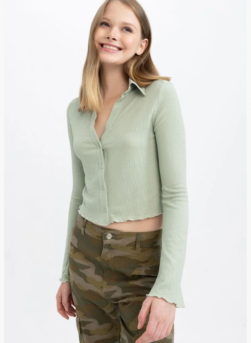 ديفاكتو Woman Woven Long Sleeve Shirt