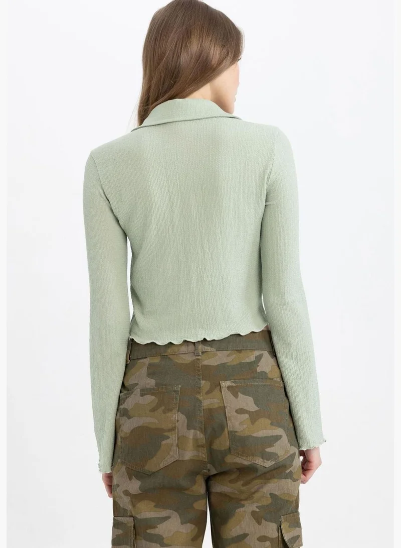 ديفاكتو Woman Woven Long Sleeve Shirt