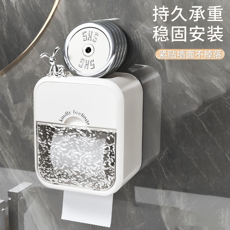 Toilet Wall-Mounted Tissue Box High-Looking Toilet Paper Box Tissue Box Hand Towel Wall-Mounted Water Wave Glacier Pattern - Image 3