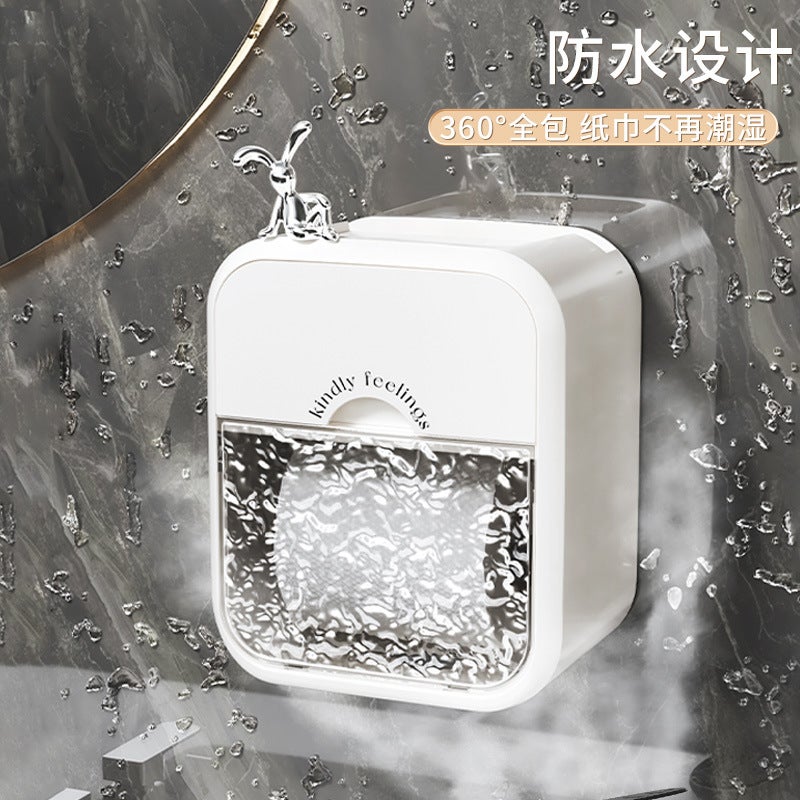 Toilet Wall-Mounted Tissue Box High-Looking Toilet Paper Box Tissue Box Hand Towel Wall-Mounted Water Wave Glacier Pattern - Image 5