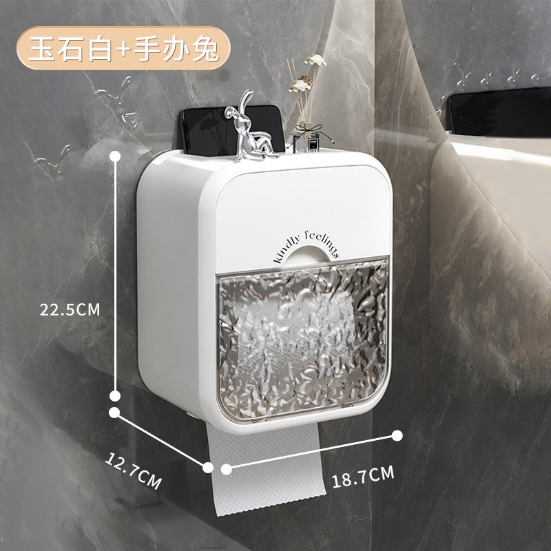 Toilet Wall-Mounted Tissue Box High-Looking Toilet Paper Box Tissue Box Hand Towel Wall-Mounted Water Wave Glacier Pattern - Image 1
