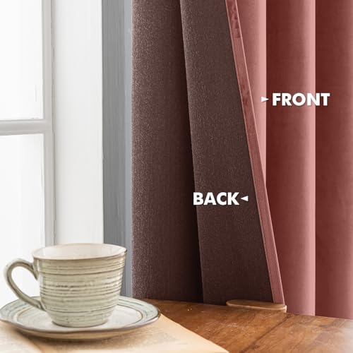 ANRODUO Dusty Rose Pink Velvet Curtains 84 Inches Long Blackout Thermal Insulated Soundproof Curtain Privacy Room Darkening Curtains Grommet Window Drapes for Bedroom Living Room Set of 2 - Image 4