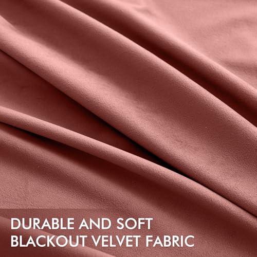 ANRODUO Dusty Rose Pink Velvet Curtains 84 Inches Long Blackout Thermal Insulated Soundproof Curtain Privacy Room Darkening Curtains Grommet Window Drapes for Bedroom Living Room Set of 2 - Image 5