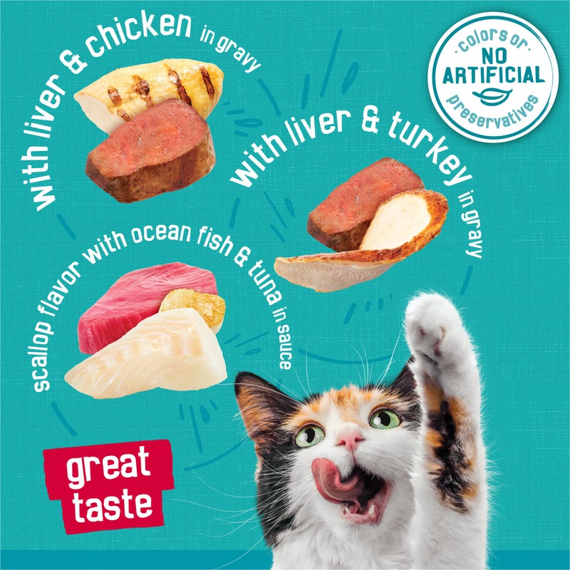 Friskies Purina Friskies Wet Cat Food Variety Pack, Tasty Treasures Prime Filets (With Ocean Fish and Tuna, With Chicken and With Turkey) - 5.5 Ounce (Pack of 12) - Image 4