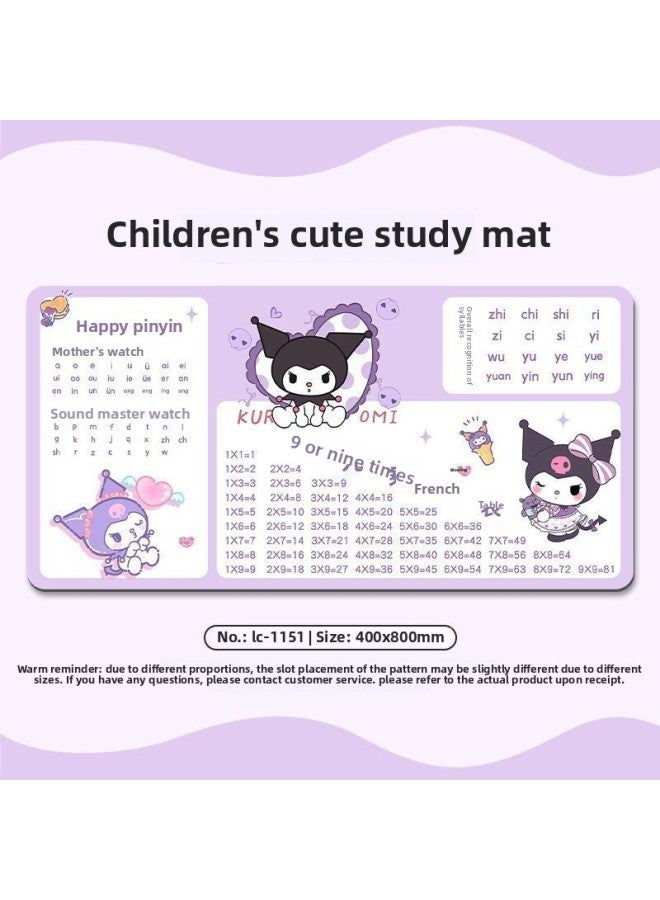 Study Desk Mat Oil-Proof Wash-Free Children's And Students Special Writing Desk Desktop Protection Mat Computer Office Tablecloth-Color:300X800mm-Pattern:Kuromi Purple [anti-fouling, Odorless And Easy To Scrub]  - Image 1