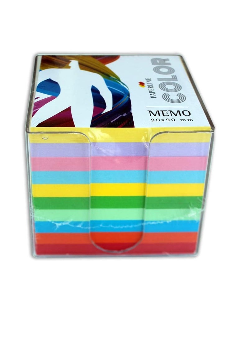 paperline Paperline Cube Memo 90 x 90 mm - 870 sheet without glue plastic case Coloured 