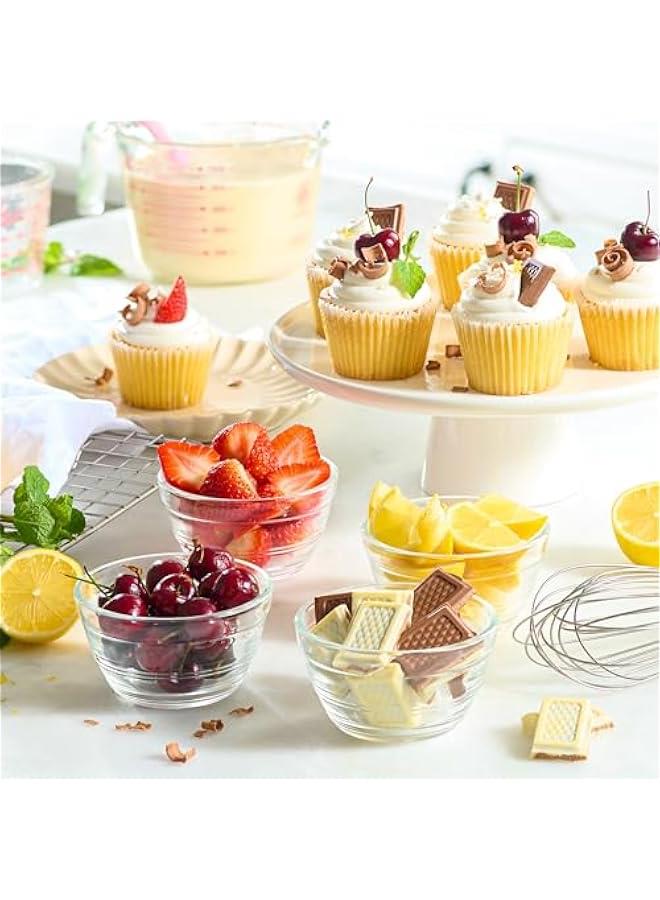 Arabest 16pc Set of Small Glass Bowls with Airtight Lids - 8oz Stackable Custard Cups - 8 Clear Mise en Place Food Prep Bouillon Cups & Mixing Bowls + 8 Lids for Sauces Dips, Nuts Oats, Candy Dessert, Cereal.  - Image 3