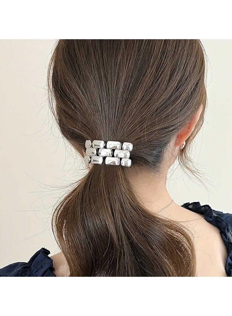 Goolsky خاتم شعر نصف دائري من سبائك الألمنيوم بأسلوب كوري بسيط وعصري للنساء، رباط شعر جديد عالي الجودة، إكسسوار شعر - Image 1