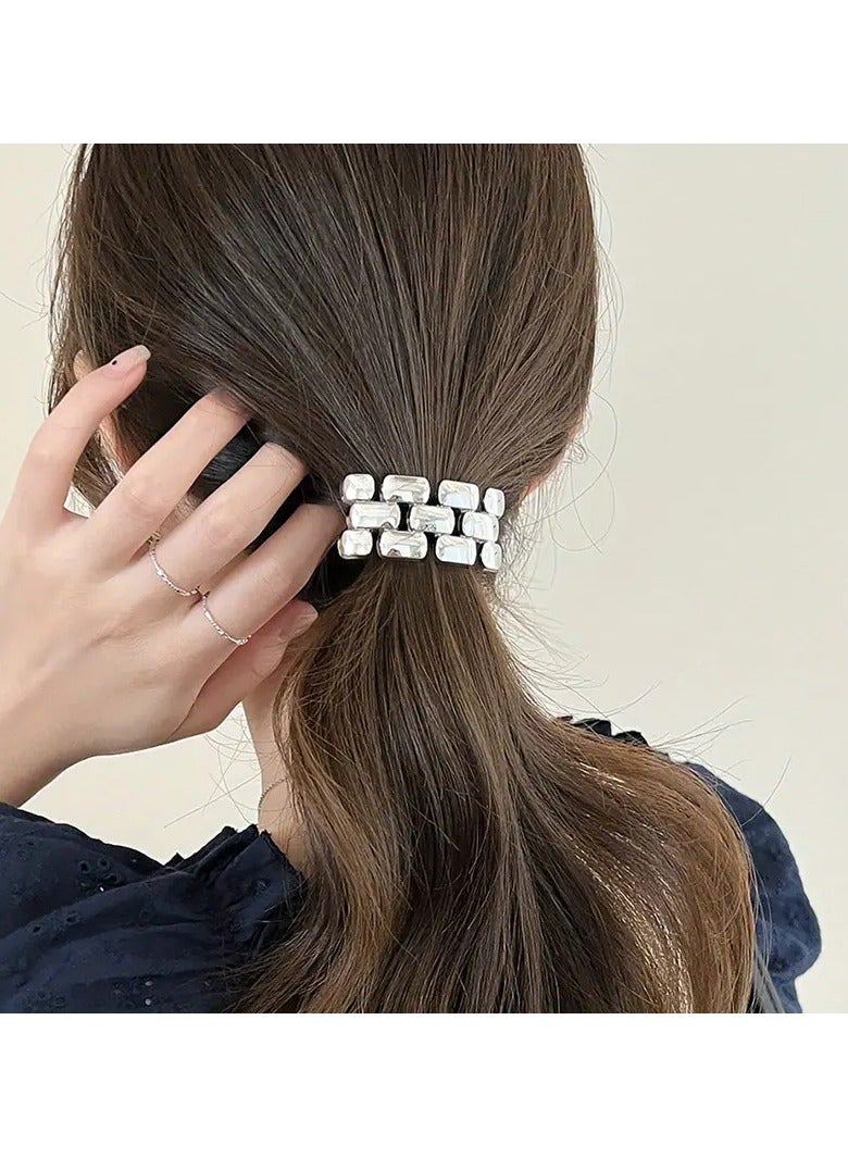 Goolsky خاتم شعر نصف دائري من سبائك الألمنيوم بأسلوب كوري بسيط وعصري للنساء، رباط شعر جديد عالي الجودة، إكسسوار شعر - Image 3