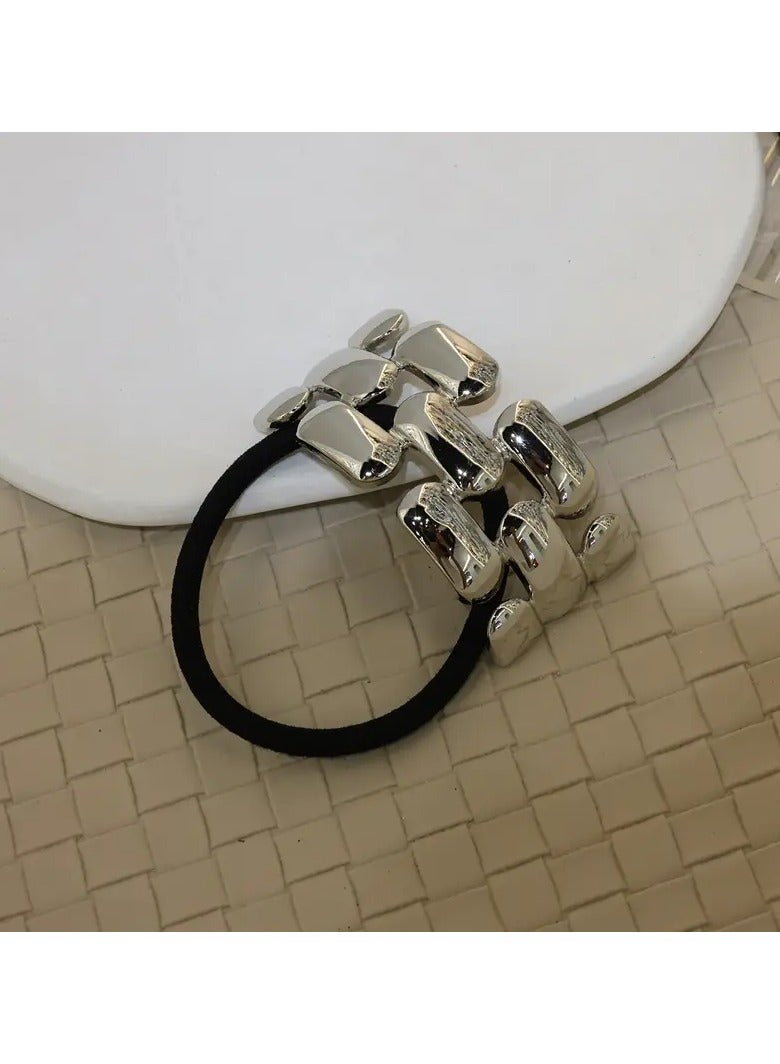 Goolsky خاتم شعر نصف دائري من سبائك الألمنيوم بأسلوب كوري بسيط وعصري للنساء، رباط شعر جديد عالي الجودة، إكسسوار شعر - Image 5